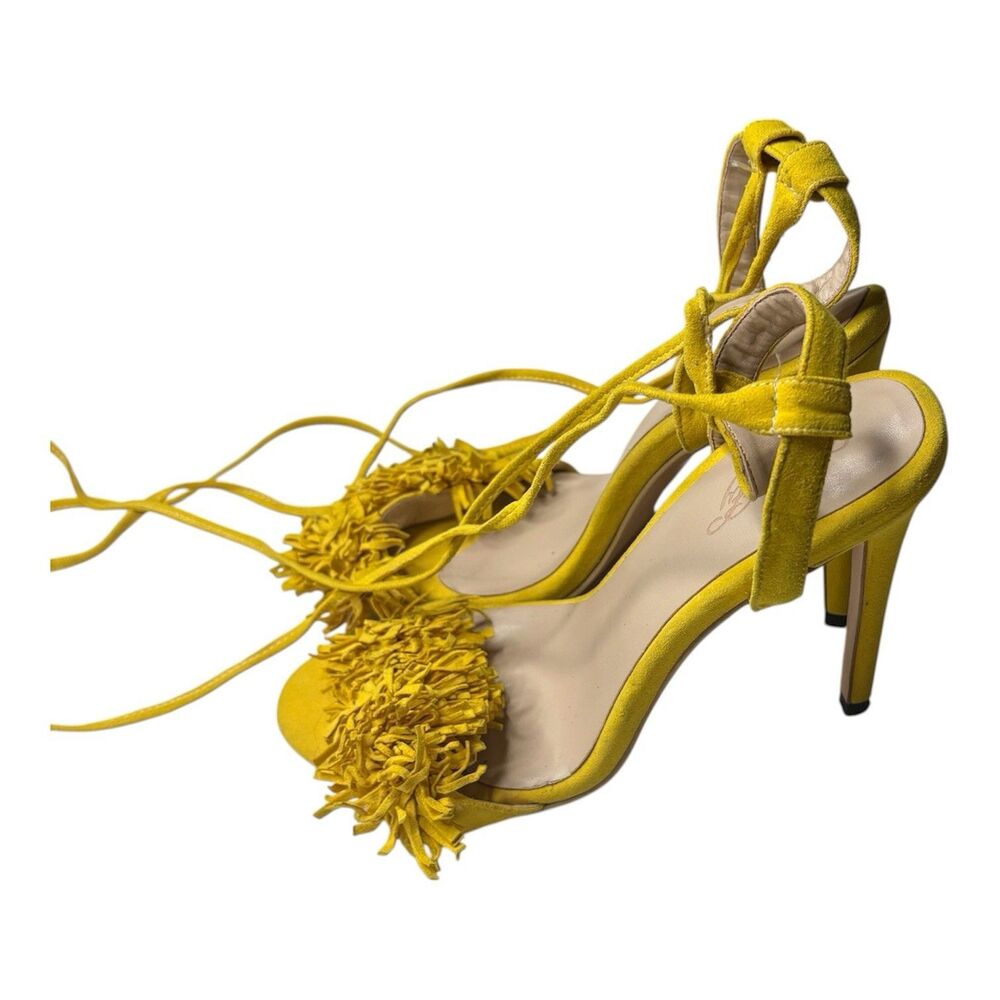 Comify Suede High Heel Fringe Tassel High Heels Pumps Shoes Lace Up Size 9 Women